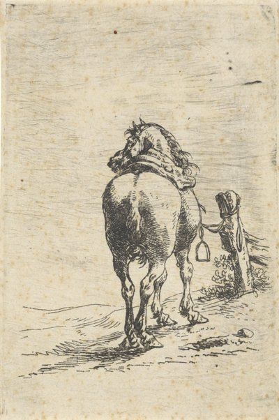 Cavalo selado em um poste de Pieter Cornelisz. Verbeeck