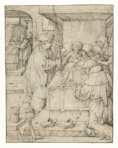 Cuidando dos enfermos Obras de Misericórdia (título da série) de Pieter Cornelisz. genaamd Kunst