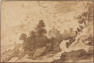 Paisagem com ponte e ruínas em segundo plano de Pieter Dircksz Santvoort