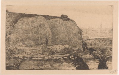 Fazenda com cacos de feno no Jaagpad em Amsterdã de Pieter Dupont (signed by artist)