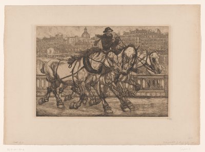 Cavalos na Pont Sully em Paris L