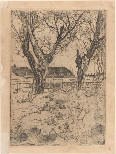 Dois salgueiros de sondagem em frente de uma cerca de Pieter Dupont (signed by artist)
