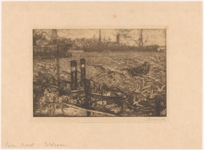 Porto com rebocadores em Roterdão de Pieter Dupont
