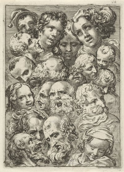 Folha de estudo com dezanove cabeças de Pieter Feddes van Harlingen