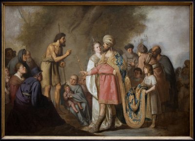 São João Batista pregando em frente a Herodes. Pintura de Pieter Fransz de Grebber (1600-1652), óleo sobre tela de Pieter Fransz. de Grebber