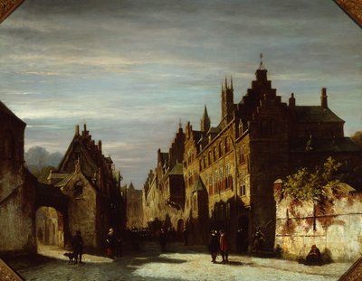 Uma cena de rua holandesa com soldados de Pieter Gerard Vertin