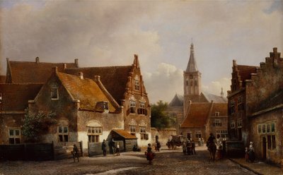 Rua em uma cidade holandesa (óleo no painel) de Pieter Gerard Vertin