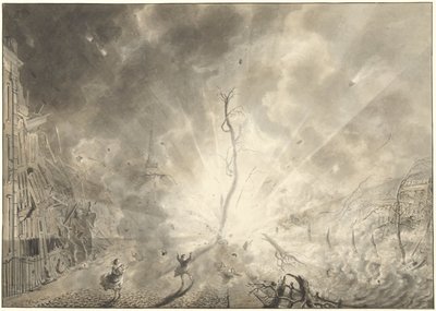 O desastre da pólvora em Leiden, 12 de janeiro de 1807 de Pieter Gerardus van Os (signed by artist)