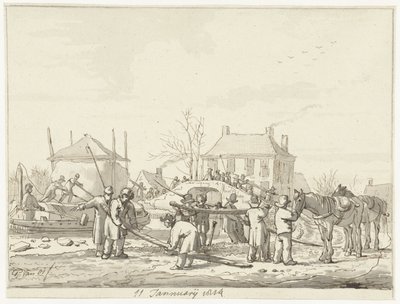 Fosso de soro de leite coalhado em Naarden, 11 de janeiro de 1814 de Pieter Gerardus van Os (signed by artist)