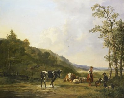 Paisagem com Pastores e Gado de Pieter Gerardus van Os