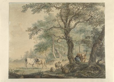 Paisagem com dois pastores com gado de Pieter Gerardus van Os