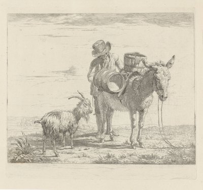 Homem com uma mula e uma cabra de Pieter Gerardus van Os
