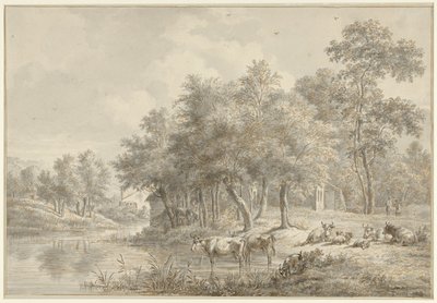 Paisagem fluvial com gado de Pieter Gerardus van Os