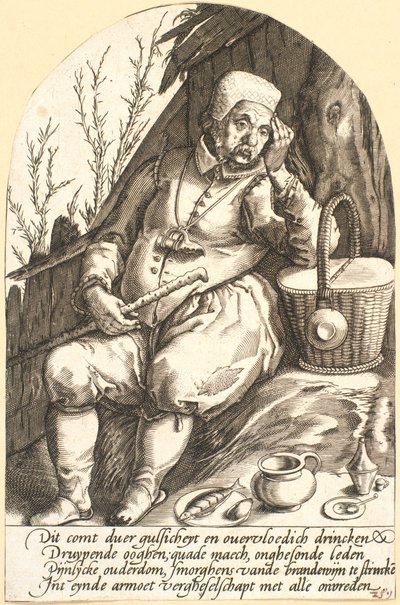 Camponês, sátira à embriaguez de Pieter Goos