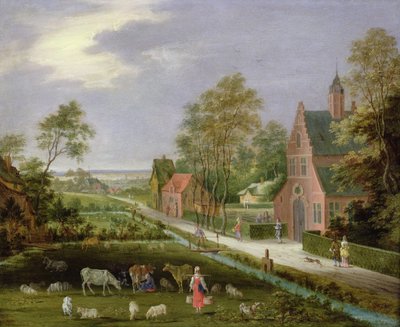 Paisagem da Aldeia (óleo em cobre) de Peeter Gijsels