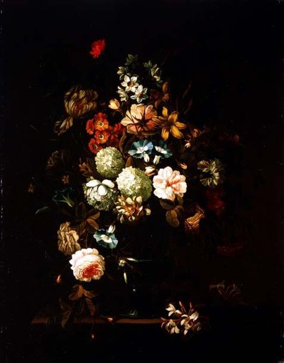 Natureza morta com flores num vaso de vidro de Pieter Hardime