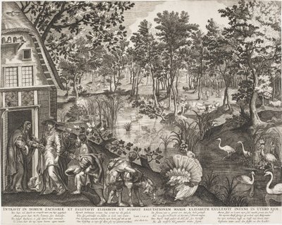 A visitação em uma paisagem arborizada de Pieter II de Jode