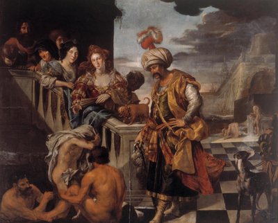 Banho em um porto oriental de Pieter Isaacsz