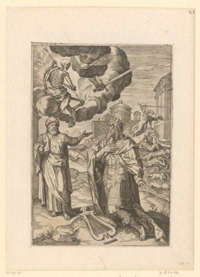 Davi e Salomão oram pelo fim do castigo de Israel de Pieter Jalhea Furnius (possibly)