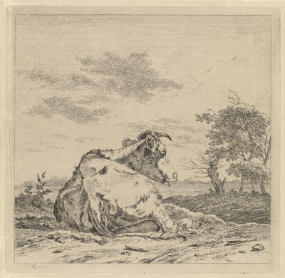 Paisagem com vaca reclinável de Pieter Janson