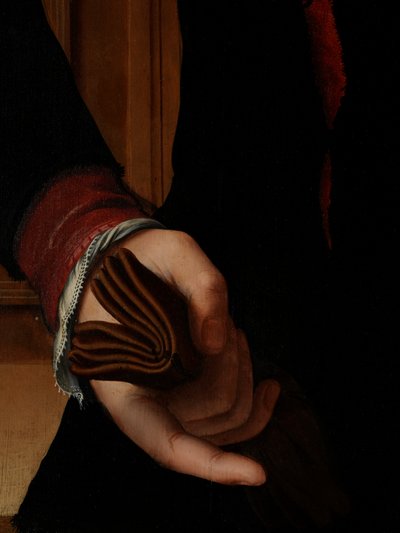 Detalhe do Retrato de Jan van Eyewerve de Pieter Jansz. Pourbus