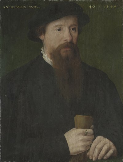 Retrato de um homem que segura as suas luvas de Pieter Jansz. Pourbus