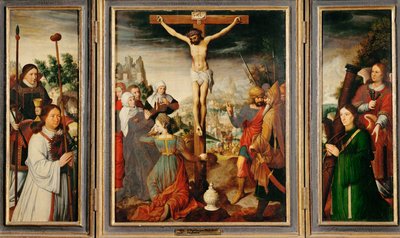 Tríptico da Crucificação (pintura sobre madeira de carvalho) de Pieter Jansz. Pourbus