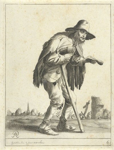 Mendigo leproso
Mendigos e camponeses (título da série) de Pieter Jansz Quast