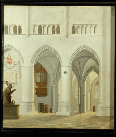 Interior da igreja de São Bavo em Haarlem, Países Baixos ... de Pieter Jansz Saenredam