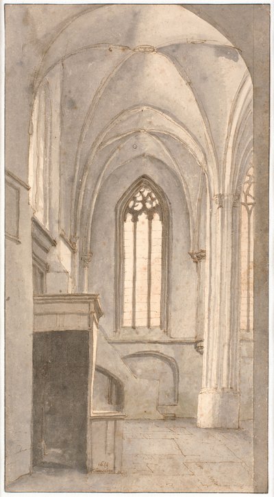 Vista do interior da Igreja de St. Cunera em Rhenen (prov. Utrecht) de Pieter Jansz Saenredam