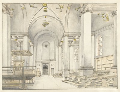 Vista da nave do Nieuwe Kerk, Haarlem, olhando para o oeste de Pieter Jansz Saenredam