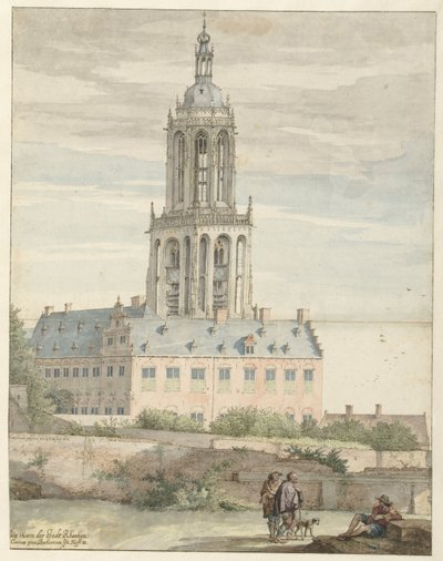 Vista do Palácio de Frederik V, Eleitor Palatino e Sint-Cunerakerk, Rhenen de Pieter Jansz Saenredam