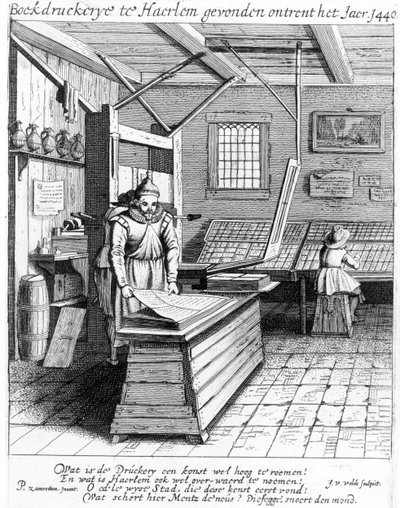 A Bindery de Laurens Janszoon Koster, de &39;Descrição e o louvor de Haerlem&39;, publicado em 1628 de Pieter Janszoon Saenredam