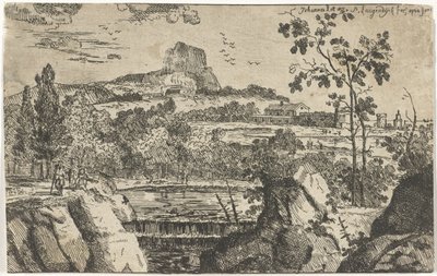 Paisagem montanhosa com cachoeira de Pieter Langendijk (I)