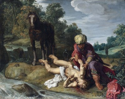 Bon Samaritain - O Bom Samaritano - Peinture de Pieter Pietersz Lastman (1583-1633), c. 1612 - Óleo sobre tela de Pieter Lastman