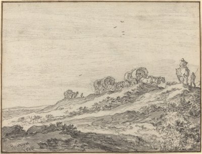 Viajantes ao longo da crista de uma colina de Pieter Molijn