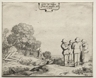 Paisagem com quatro camponeses conversando, 1626. de Pieter Molyn