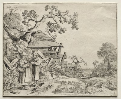 Paisagem com dois camponeses conversando, 1626. de Pieter Molyn