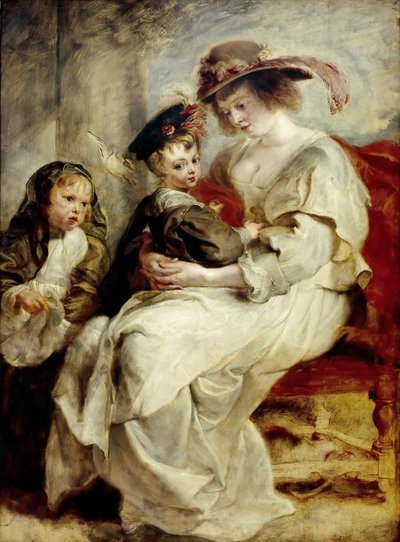 Helena Fourment com dois de seus filhos, ca 1636. de Pieter Paul Rubens