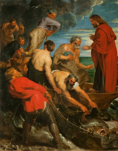 O Tríptico Miraculous de Peixes, painel central, 1618-1619. de Pieter Paul Rubens