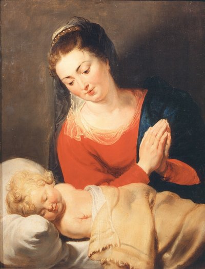 A Virgem Adorando o Menino Adormecido, c. 1615. de Pieter Paul Rubens