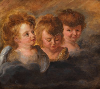Três cabeças de anjo nas nuvens. de Pieter Paul Rubens