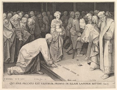 Cristo e a Mulher Apanhada em Adultério, 1579. de Pieter Perret