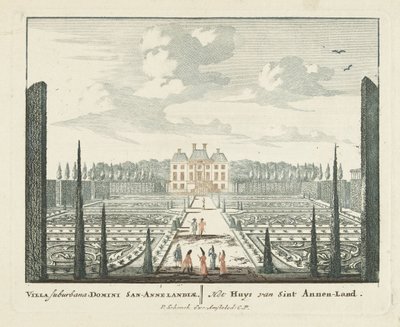 Vista da casa de campo Clingendael em Haia Gesichte van het Famous Loo como outras casas reais (título da série) Admirandorum quadruplex spectaculum (título da série) de Pieter Schenk (I)