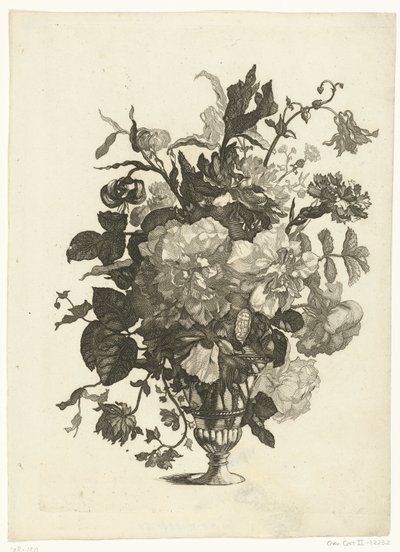 vaso de vidro com flores Vasos com buquês de flores (título da série) de Pieter Schenk (I)