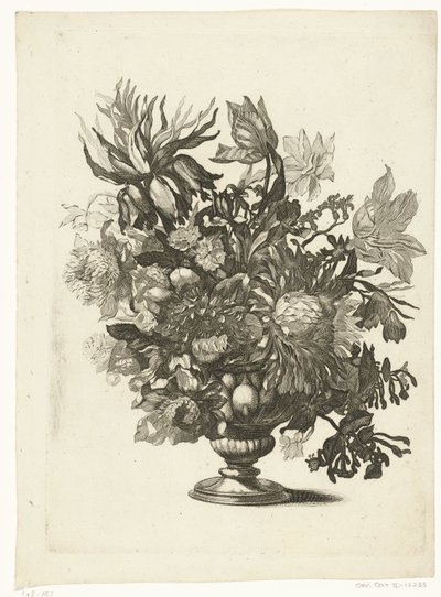 vaso de vidro com flores Vasos com buquês de flores (título da série) de Pieter Schenk (I)