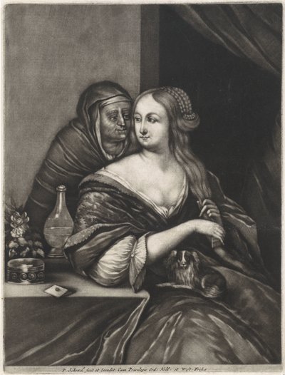 Jovem mulher e casamenteira de Pieter Schenk (I)