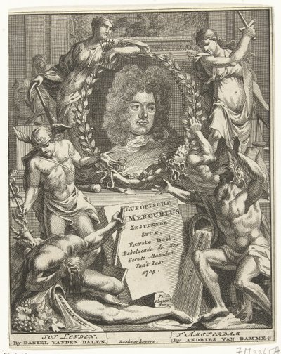 Página de título do Mercúrio Europeu, 1705 de Pieter Sluyter
