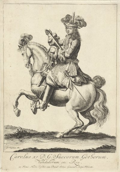 Retrato equestre do Rei Carlos XI da Suécia de Pieter Stevens (vermeld in 1689)
