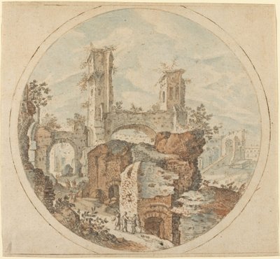 Viajantes entre ruínas romanas de Pieter Stevens